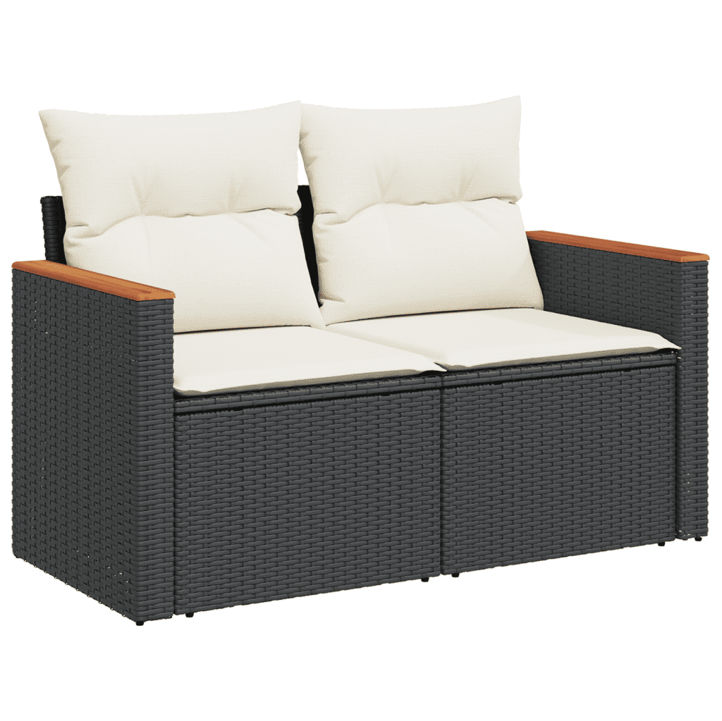 vidaXL 14-delige Loungeset met kussens poly rattan zwart