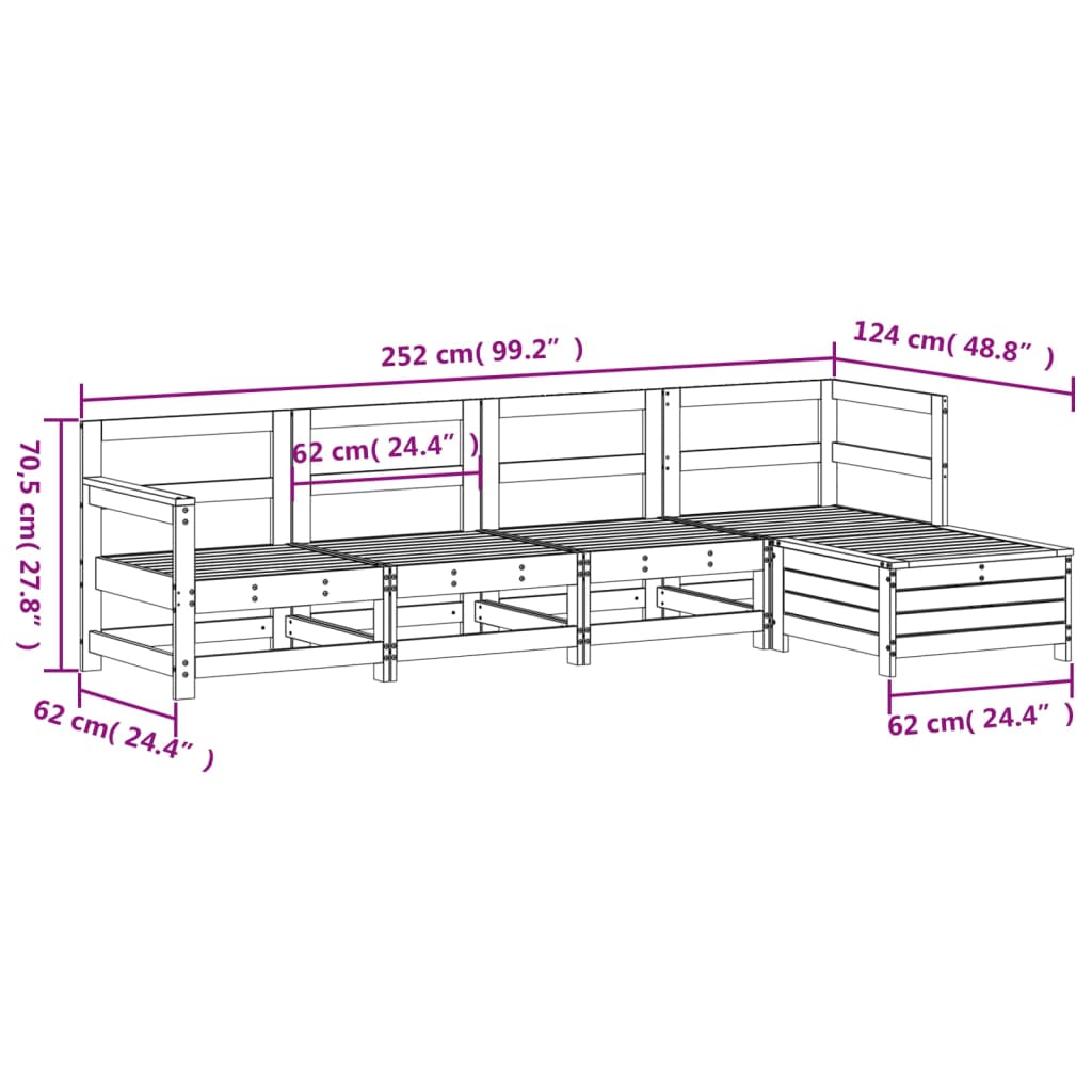 vidaXL 5-delige Loungeset geïmpregneerd grenenhout