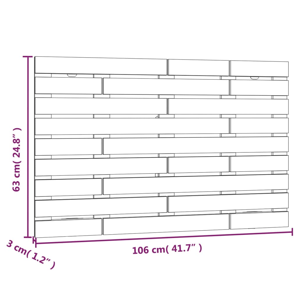 vidaXL Hoofdbord wandmontage 106x3x63 cm massief grenenhout