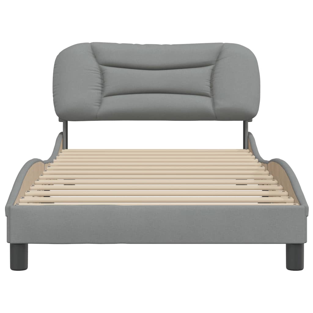 vidaXL Bedframe met hoofdbord stof lichtgrijs 100x200 cm