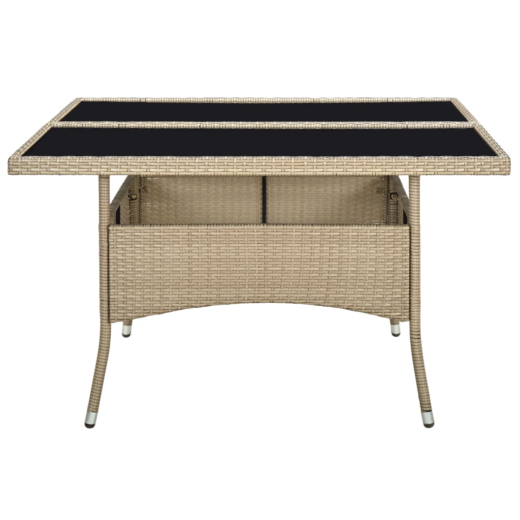 vidaXL Tuintafel poly rattan en glas beige