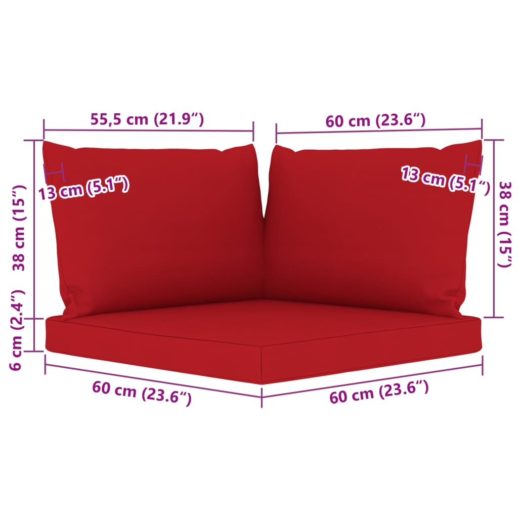 vidaXL 8-delige Loungeset met rode kussens