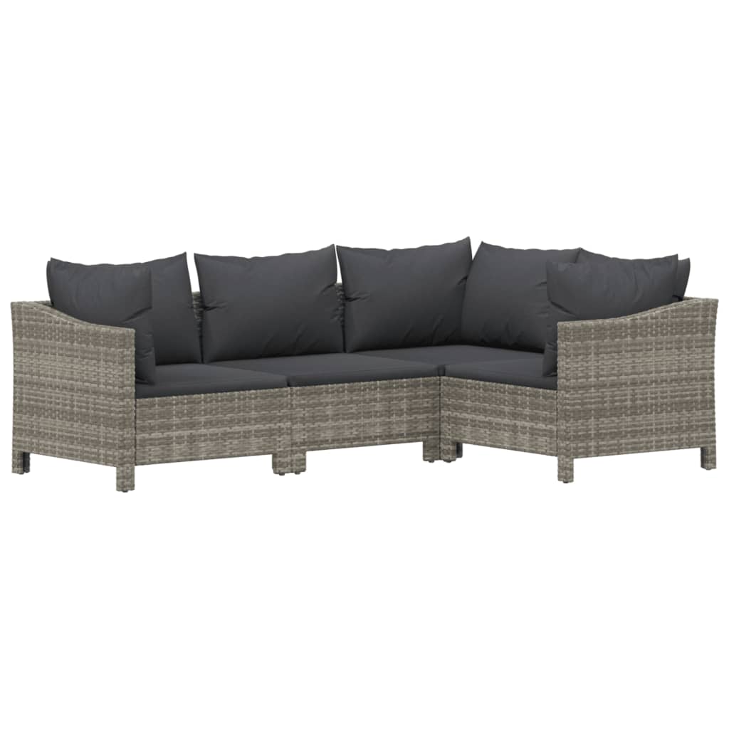 vidaXL 8-delige Loungeset met kussens poly rattan grijs