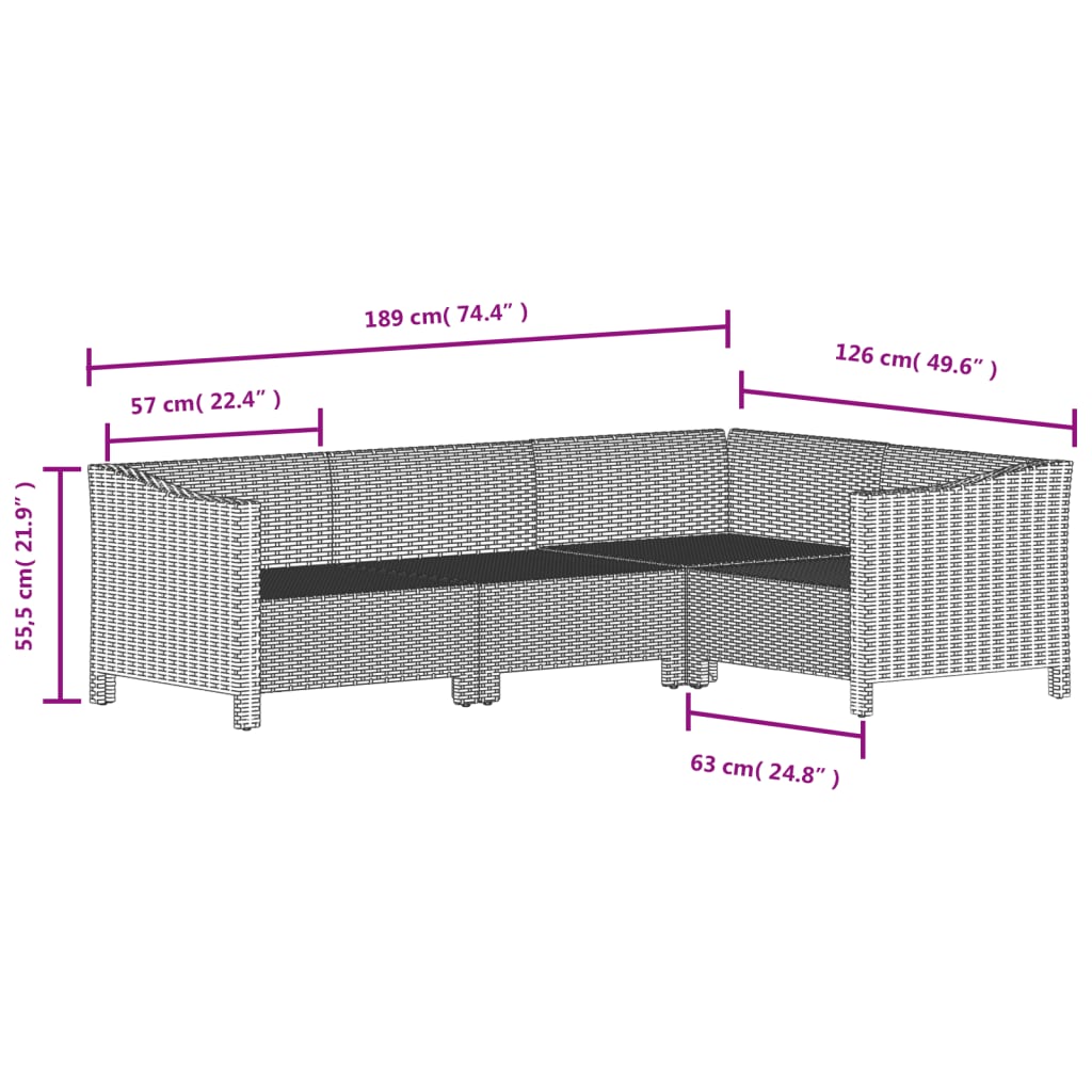 vidaXL 7-delige Loungeset met kussens poly rattan grijs