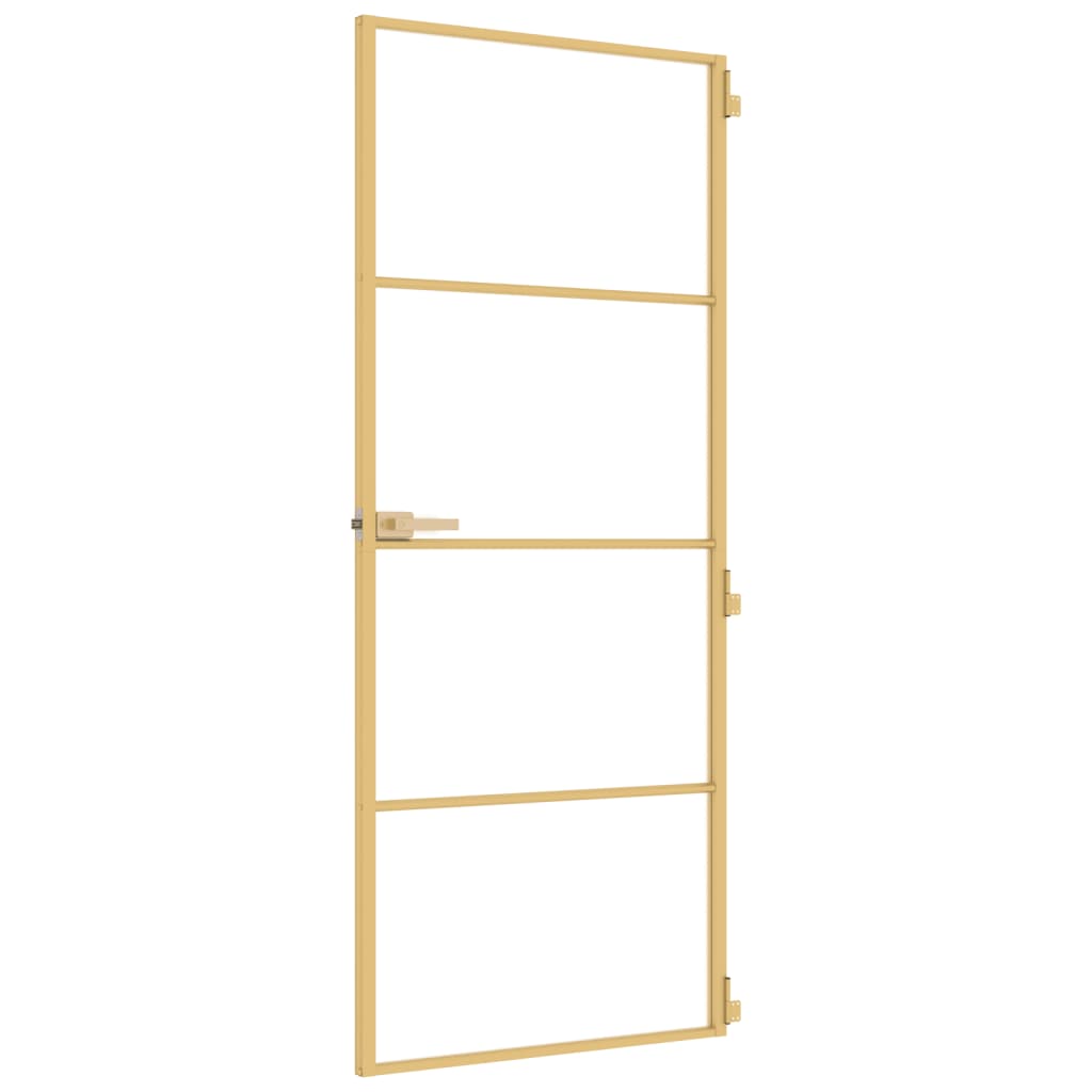 vidaXL Binnendeur smal 83x201,5 cm gehard glas en aluminium goudkleur