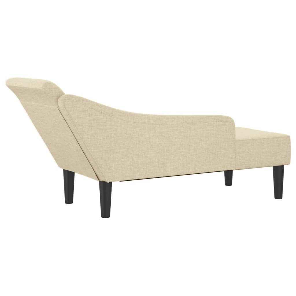 vidaXL Chaise longue met kussens stof crèmekleurig