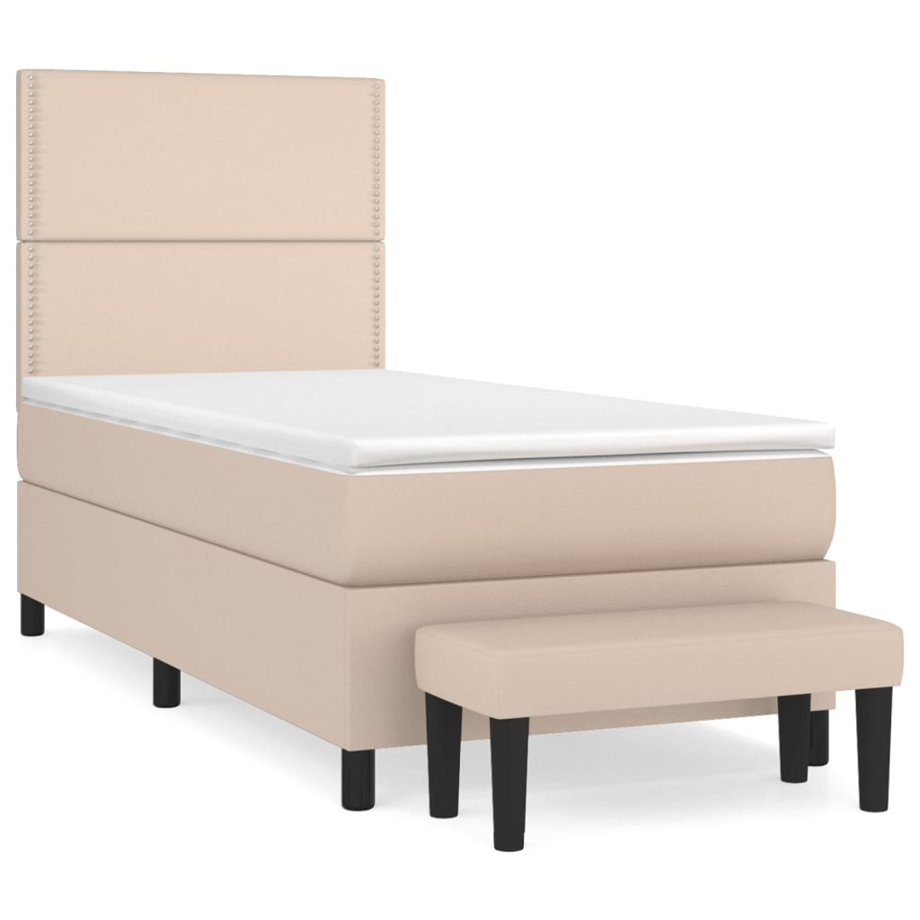 vidaXL Boxspring met matras kunstleer cappuccinokleurig 80x200 cm