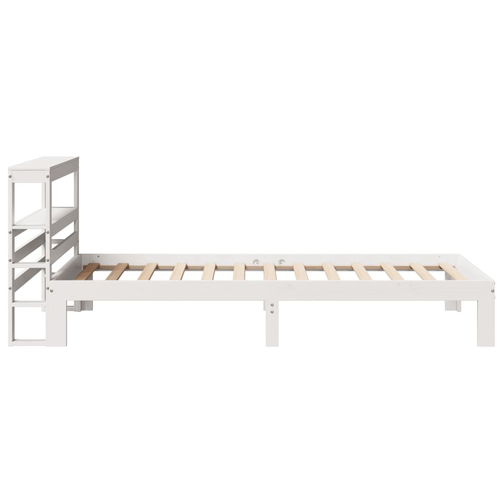 vidaXL Bedframe met hoofdbord massief grenenhout wit 75x190 cm