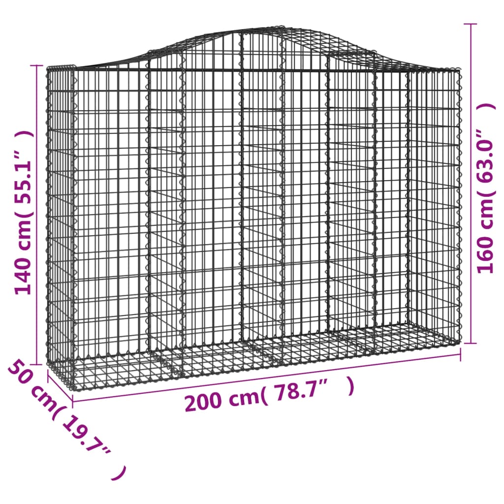 vidaXL Schanskorven 11 st gewelfd 200x50x140/160 cm ijzer