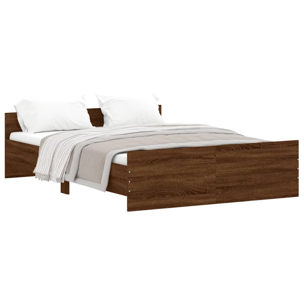 vidaXL Bedframe hoofd- en voeteneinde bruin eikenkleur 140x190 cm