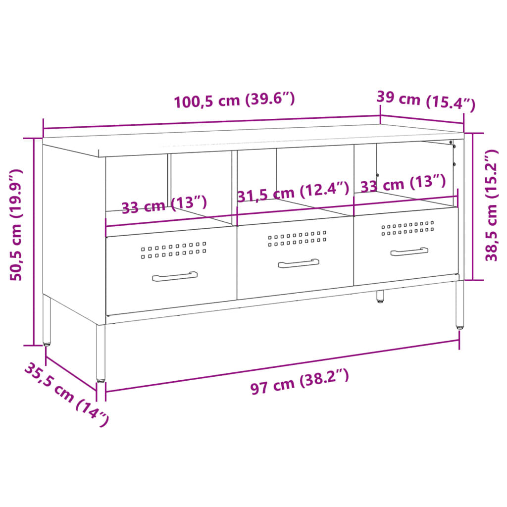 vidaXL Tv-meubel 100,5x39x50,5 cm staal mosterdgeel