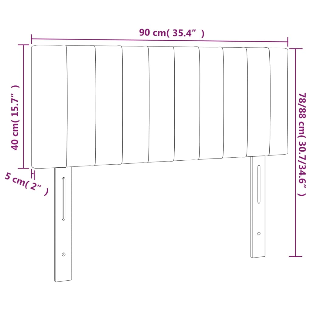 vidaXL Hoofdbord LED 90x5x78/88 cm fluweel zwart