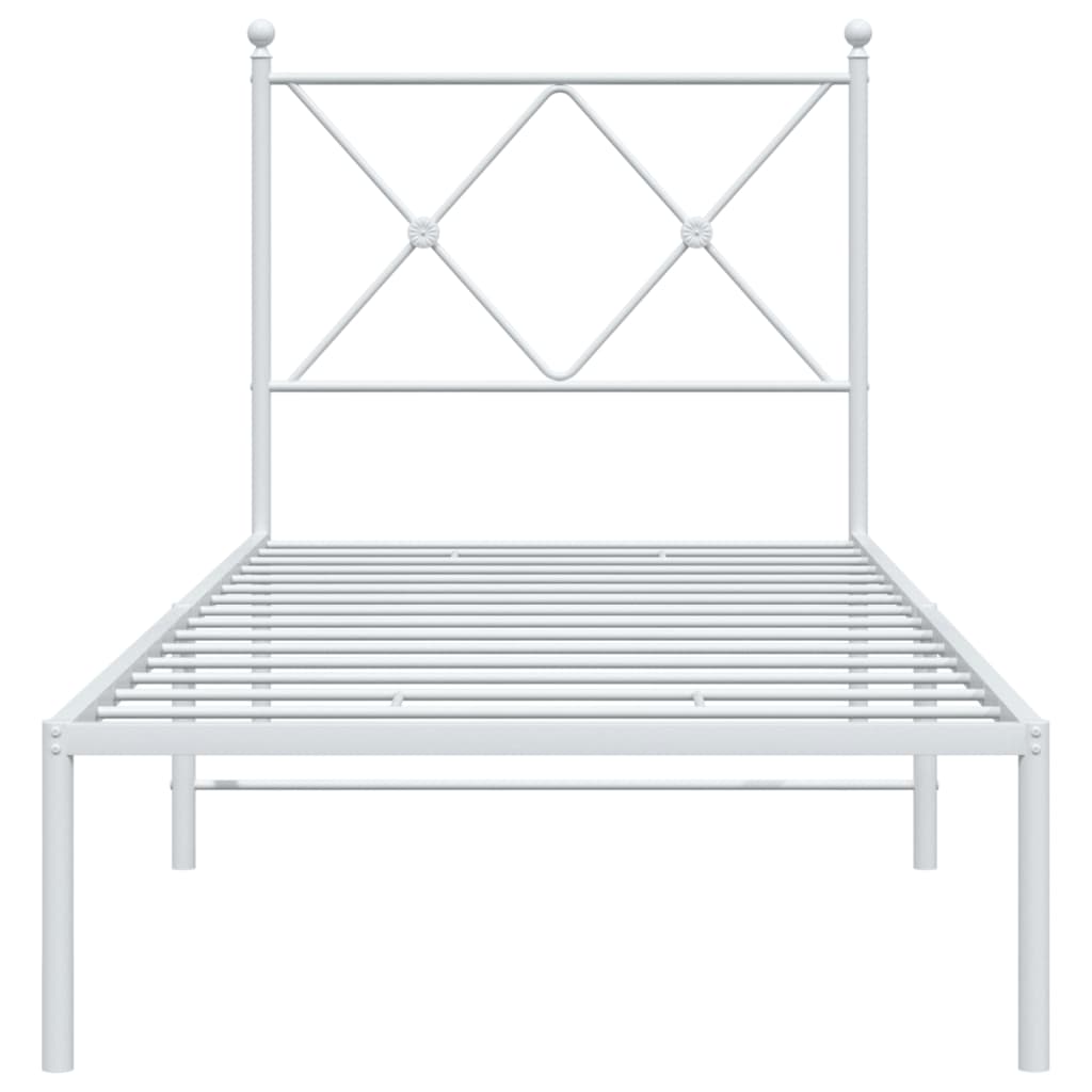 vidaXL Bedframe met hoofdbord zonder matras metaal wit 75x190 cm