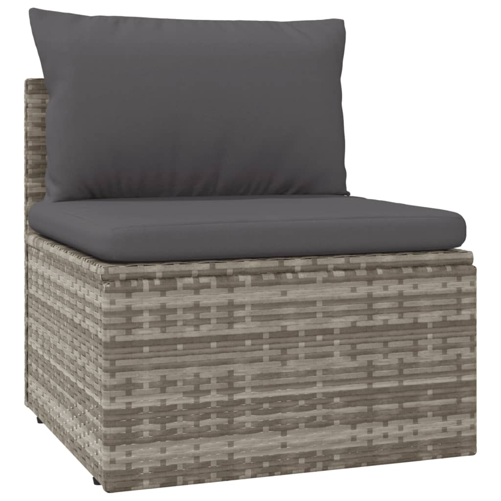 vidaXL 9-delige Loungeset met kussens poly rattan grijs