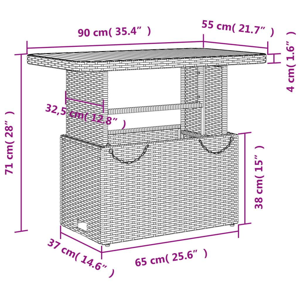 vidaXL 2-delige Tuinset met kussens poly rattan zwart