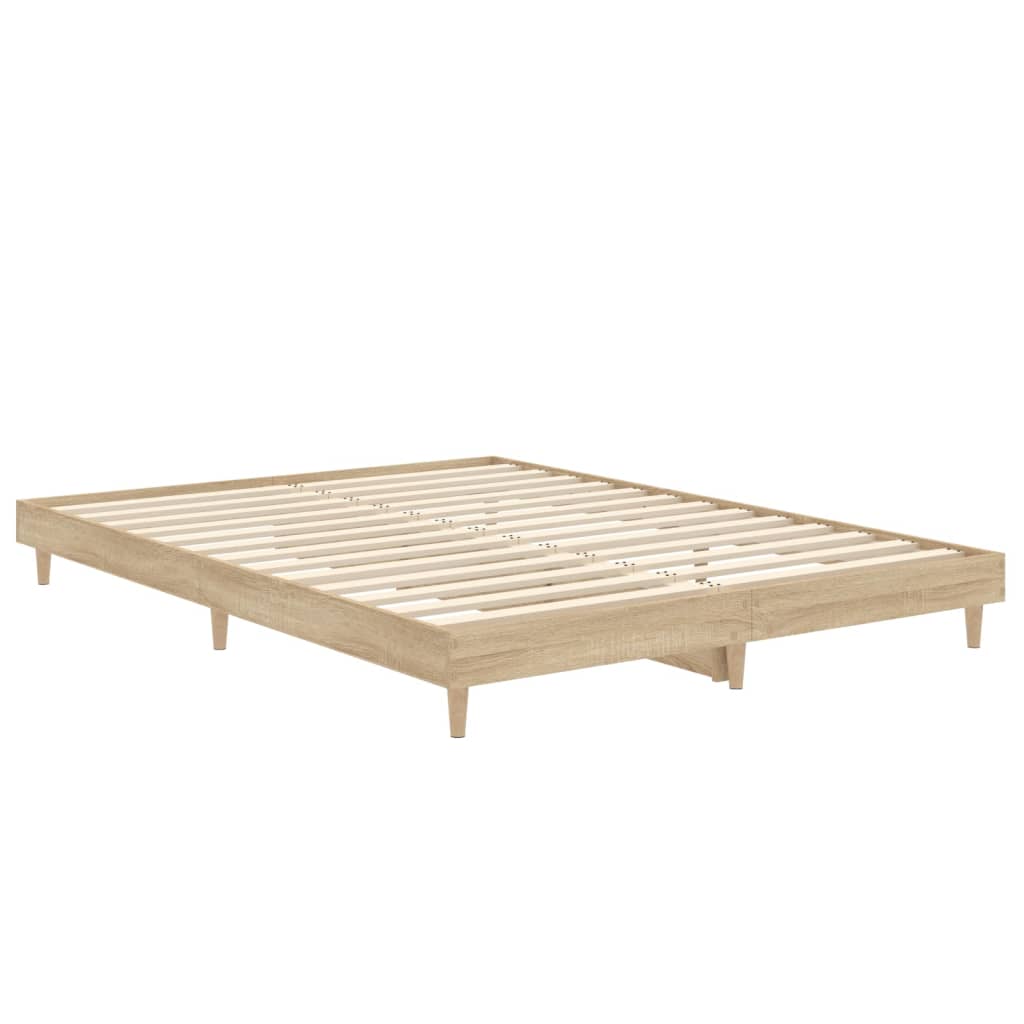 vidaXL Bedframe bewerkt hout sonoma eikenkleurig 135x190 cm