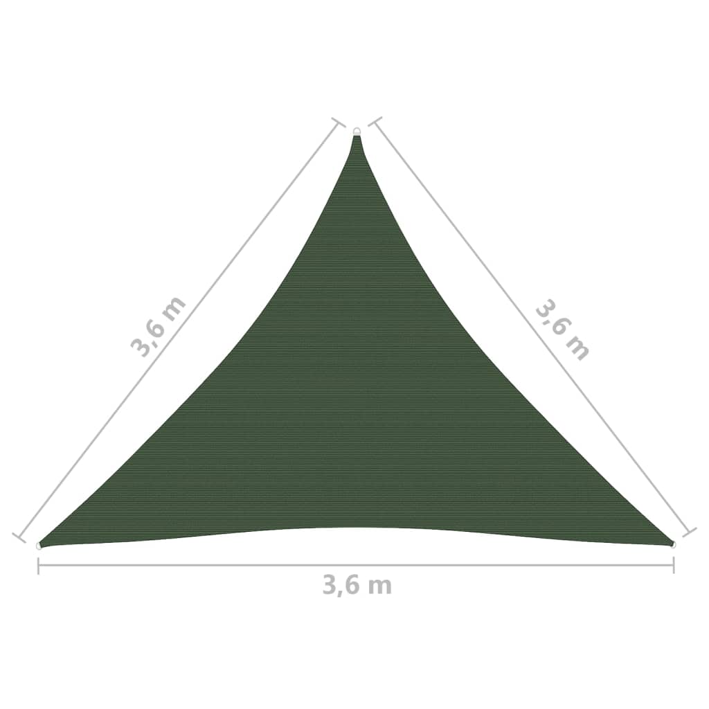 vidaXL Zonnezeil 160 g/m² 3,6x3,6x3,6 m HDPE donkergroen