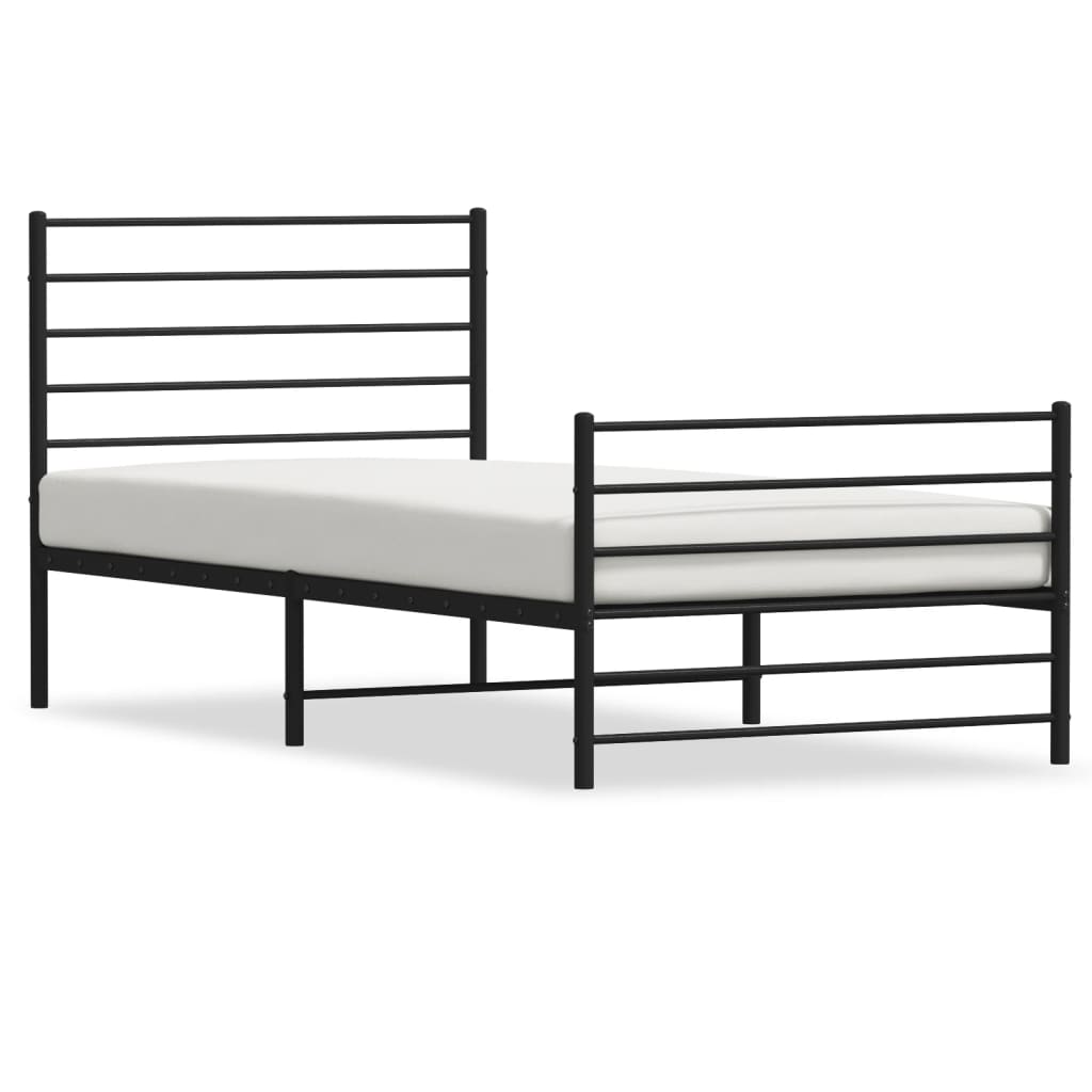 vidaXL Bedframe met hoofd- en voeteneinde metaal zwart 90x200 cm