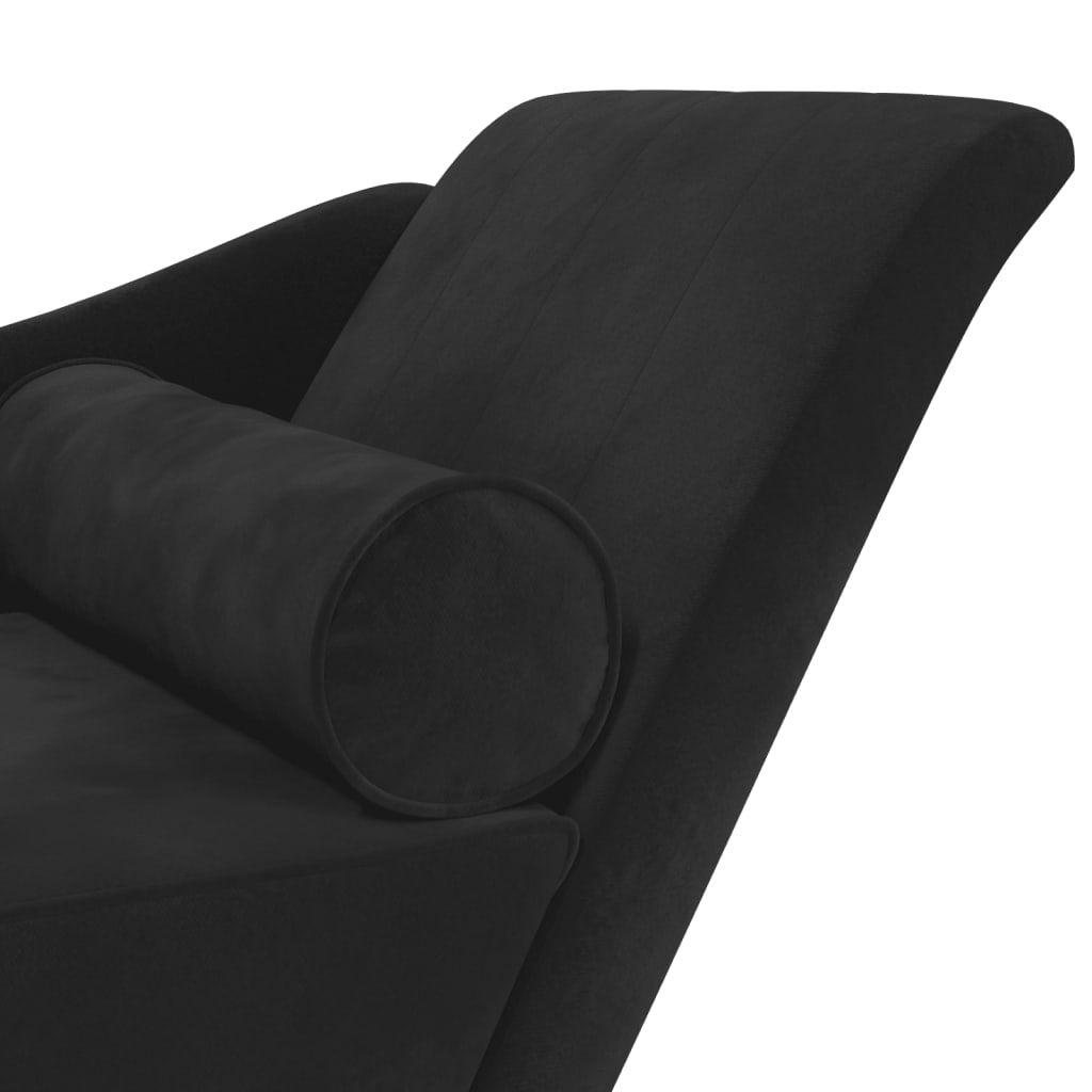 vidaXL Chaise longue met kussens fluweel zwart