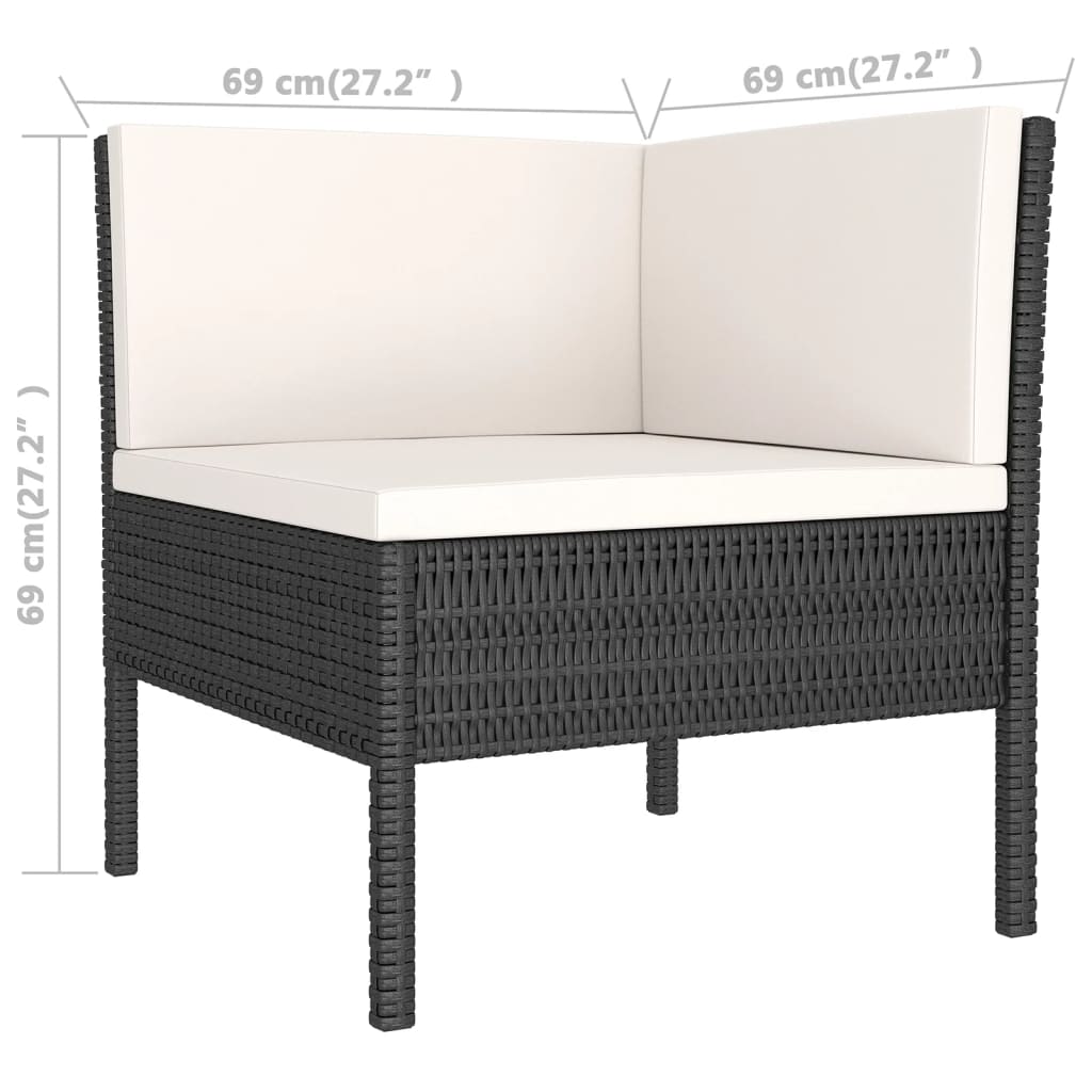 vidaXL 11-delige Loungeset met kussens poly rattan zwart