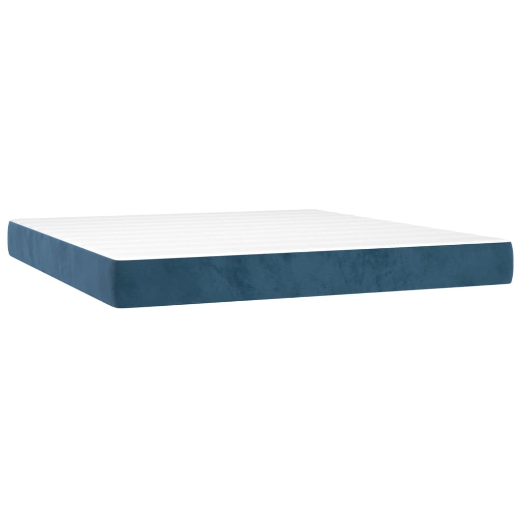 vidaXL Boxspring met matras fluweel donkerblauw 160x200 cm