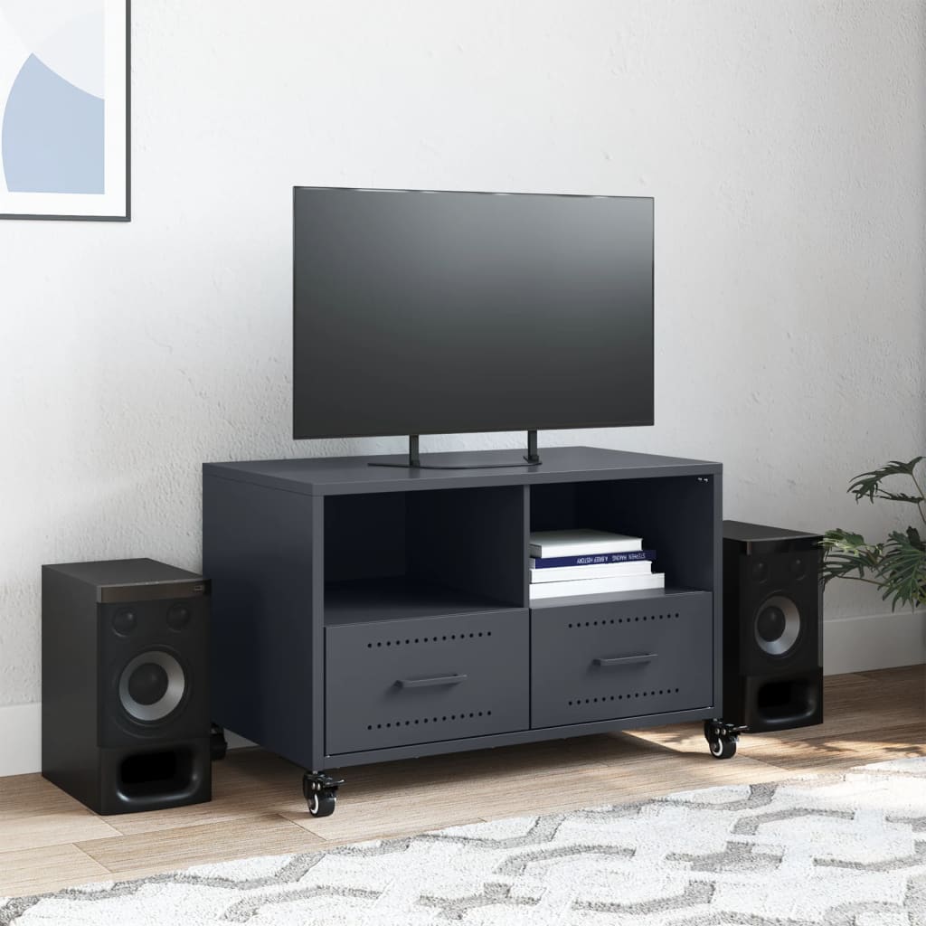 vidaXL Tv-meubel 68x39x43,5 cm staal antracietkleurig