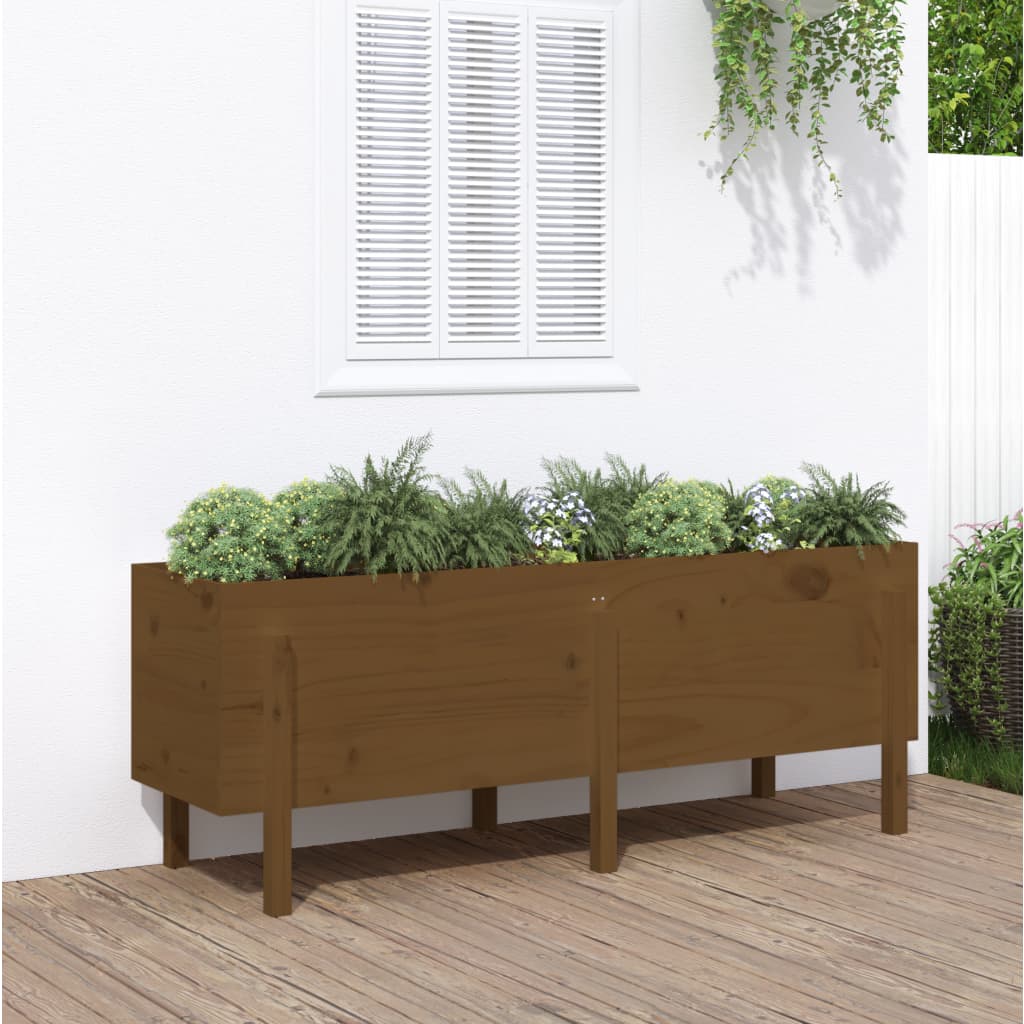 vidaXL Plantenbak verhoogd 160x50x57 cm massief grenenhout honingbruin