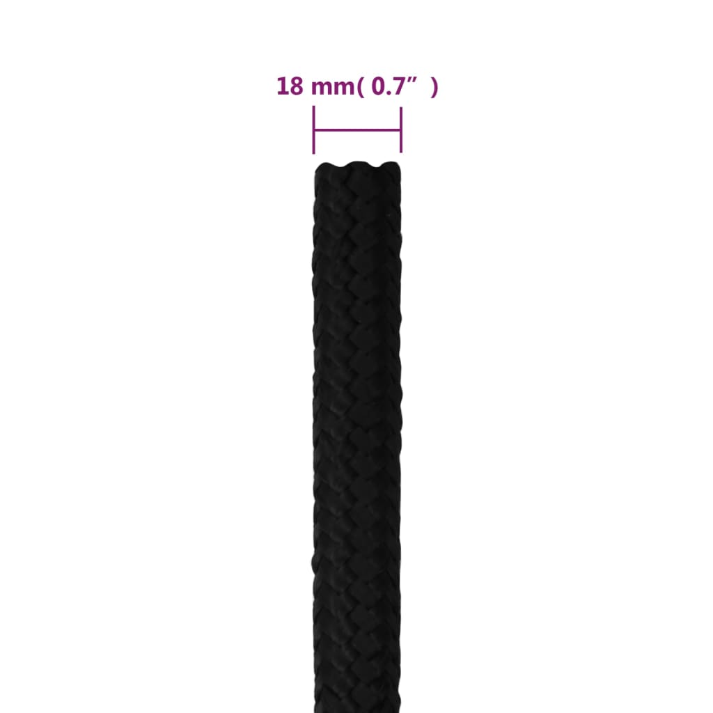 vidaXL Werktouw 18 mm 100 m polyester zwart