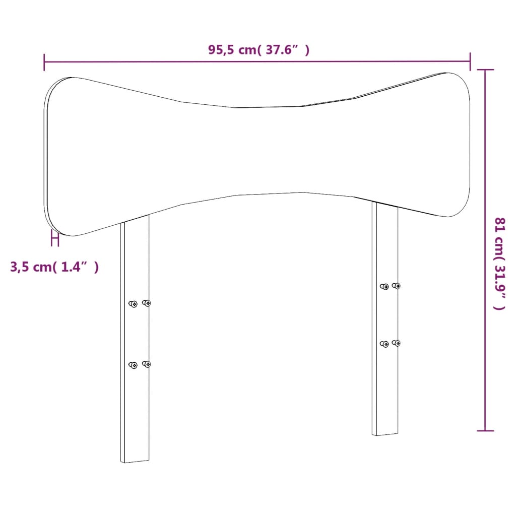 vidaXL Hoofdbord 90 cm massief grenenhout wit