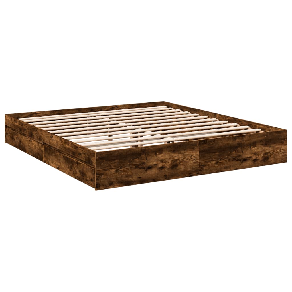 vidaXL Bedframe met lades bewerkt hout gerookt eikenkleurig 180x200 cm