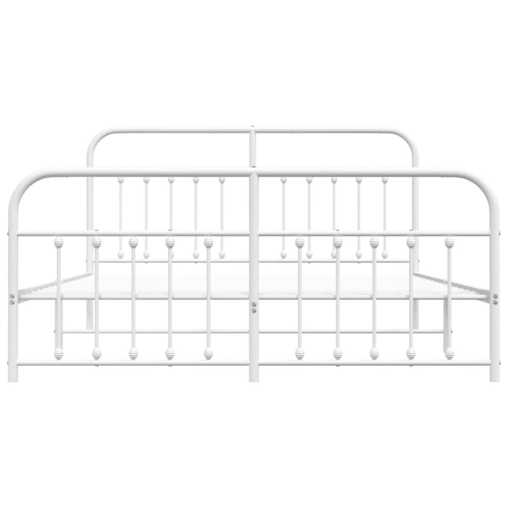 vidaXL Bedframe met hoofd- en voeteneinde metaal wit 183x213 cm