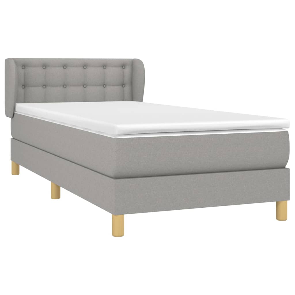 vidaXL Boxspring met matras stof lichtgrijs 90x190 cm