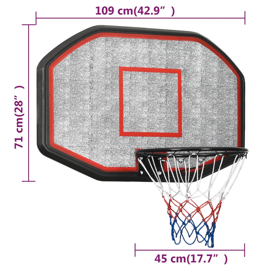 vidaXL Basketbalbord 109x71x3 cm polyetheen zwart