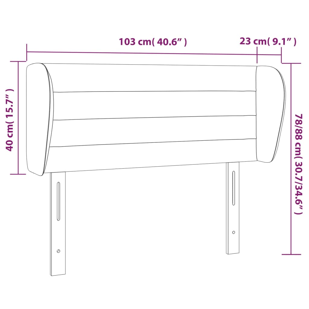 vidaXL Hoofdbord met randen 103x23x78/88 cm stof donkergrijs