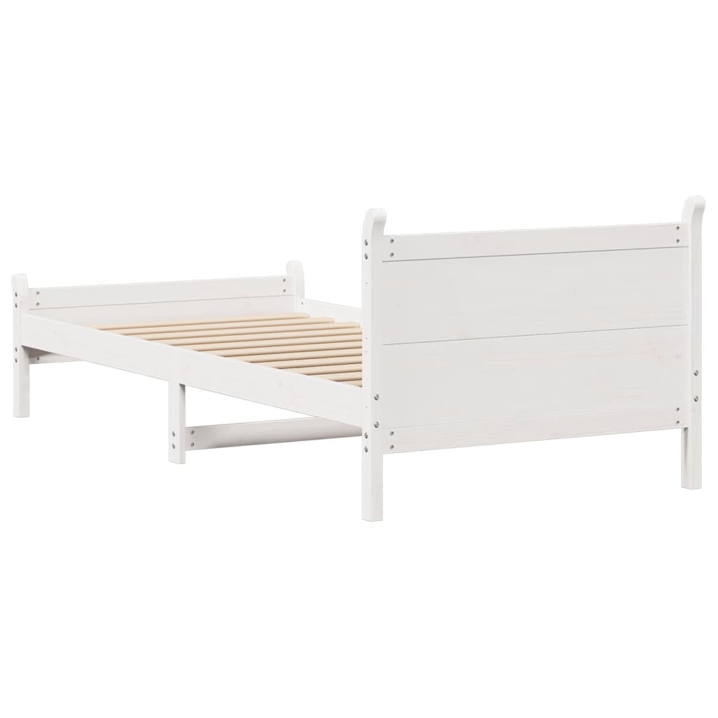 vidaXL Bedframe zonder matras massief grenenhout wit 90x200 cm