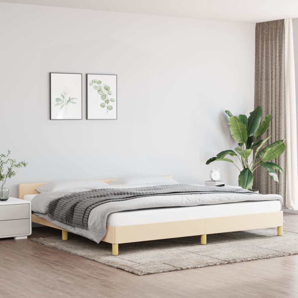 vidaXL Bedframe zonder matras stof crèmekleurig 200x200 cm