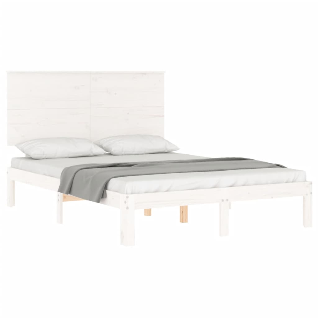 vidaXL Bedframe met hoofdbord massief hout wit 120x200 cm