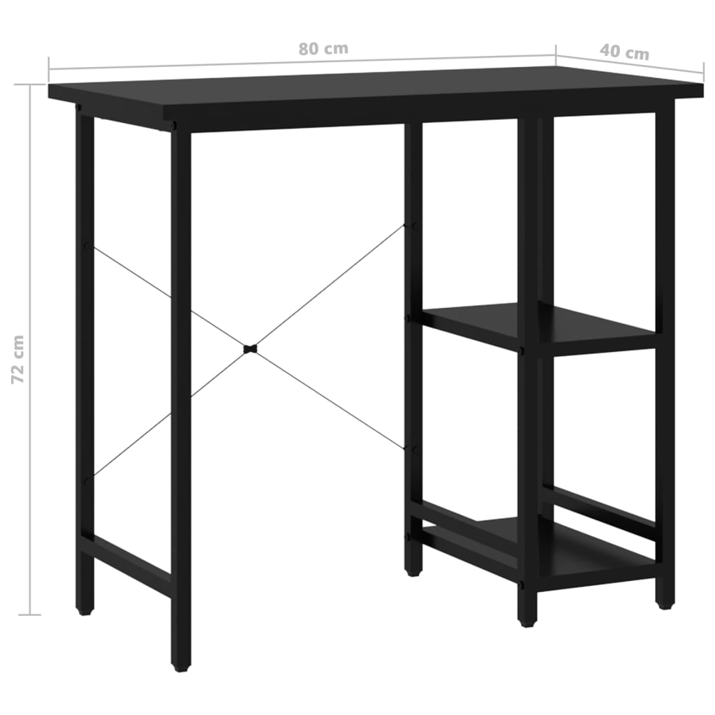 vidaXL Computerbureau 80x40x72 cm MDF en metaal zwart