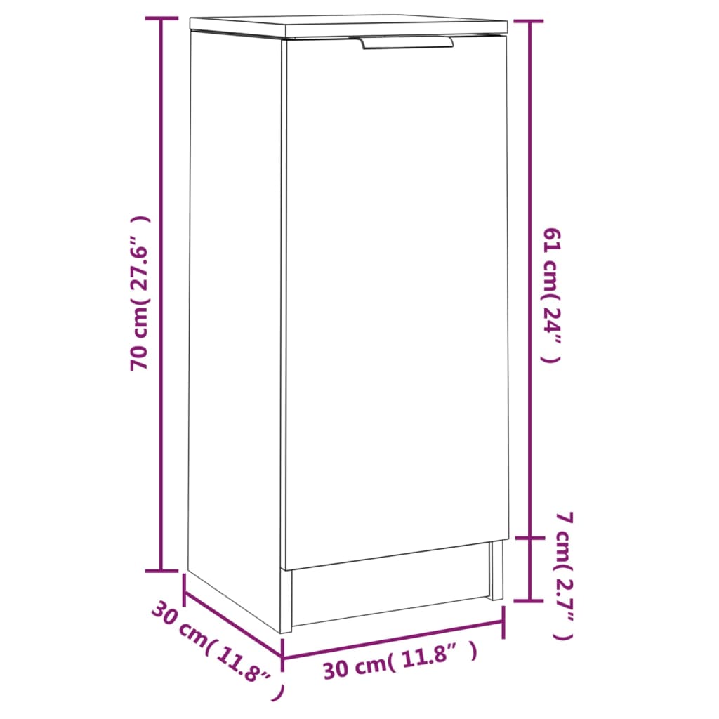 vidaXL Dressoir 30x30x70 cm bewerkt hout wit