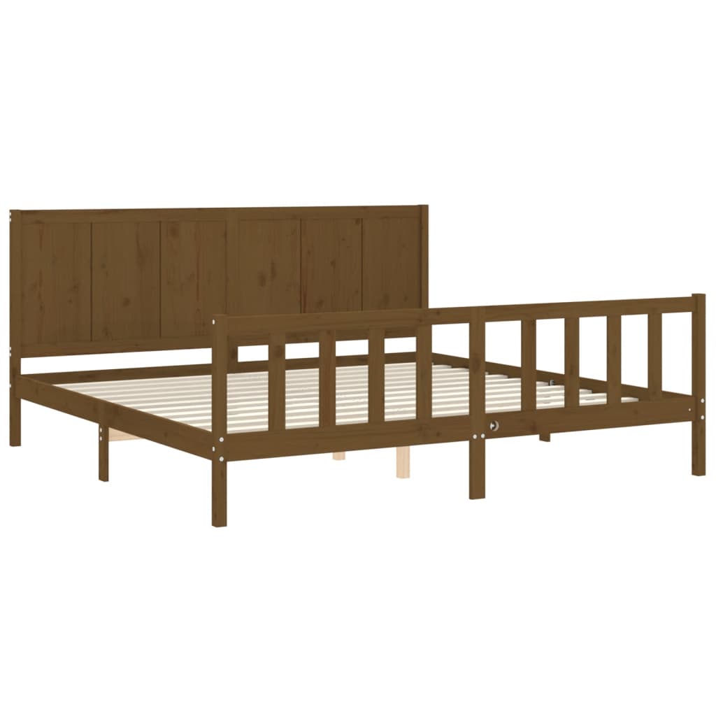 vidaXL Bedframe met hoofdbord massief hout honingbruin 200x200 cm