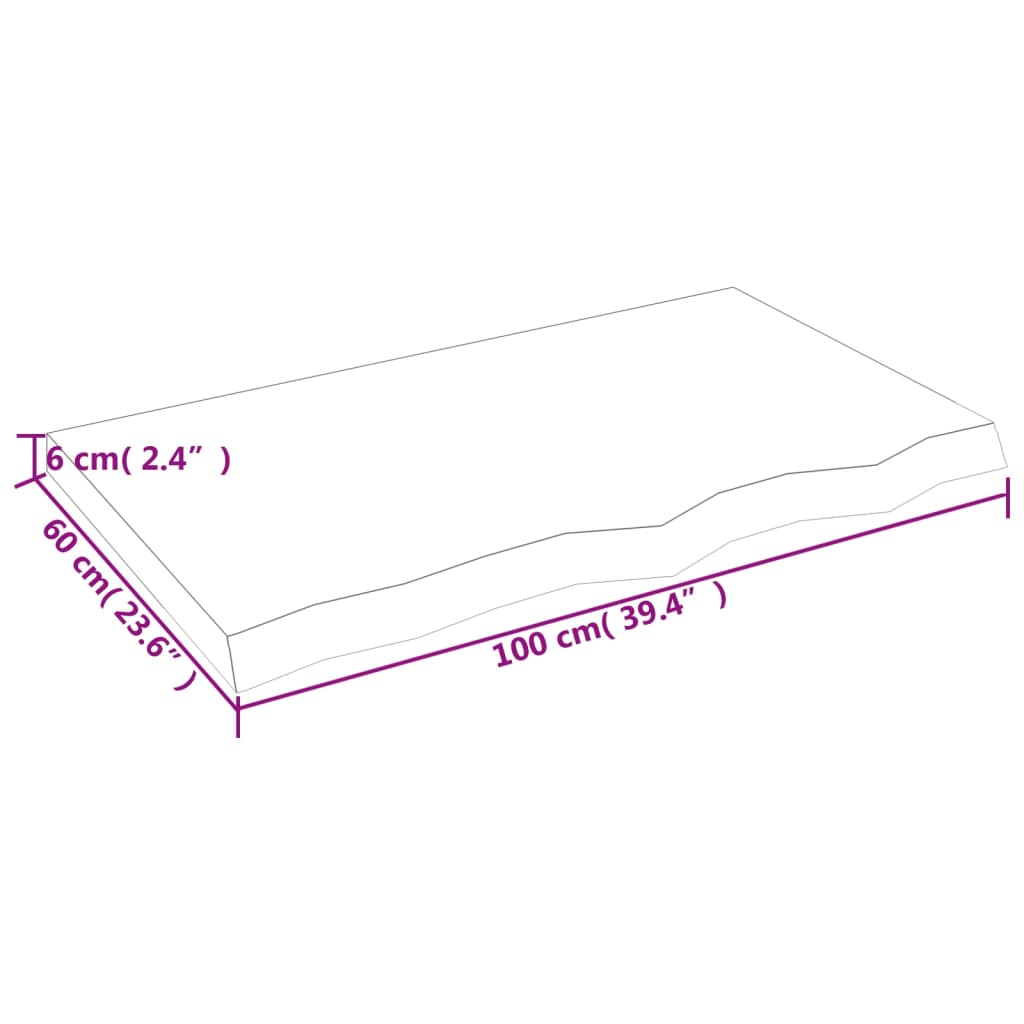 vidaXL Wastafelblad 100x60x(2-6) cm behandeld massief hout lichtbruin