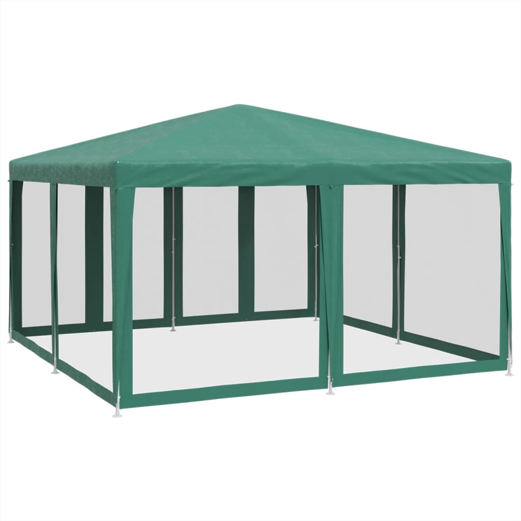 vidaXL Partytent met 8 mesh zijwanden 4x4 m HDPE groen