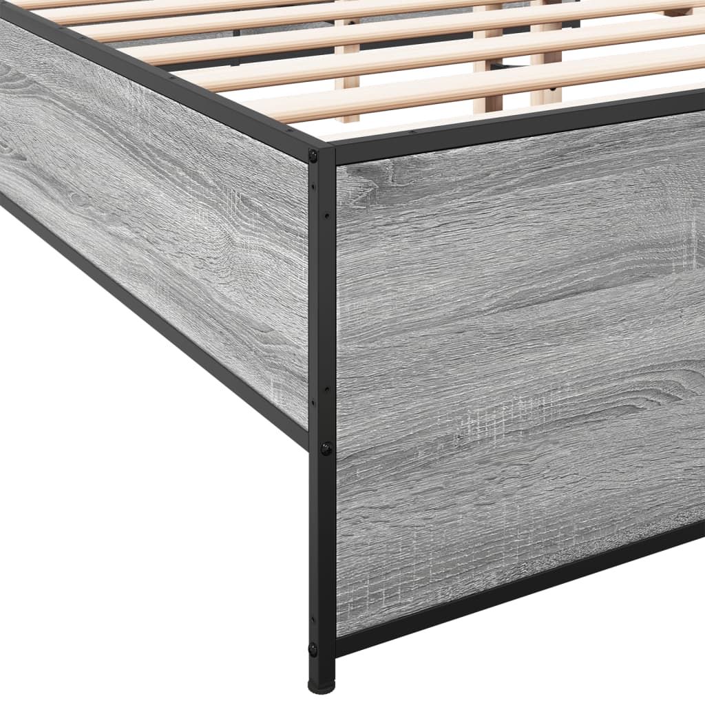 vidaXL Bedframe bewerkt hout metaal grijs sonoma eiken 140x200 cm