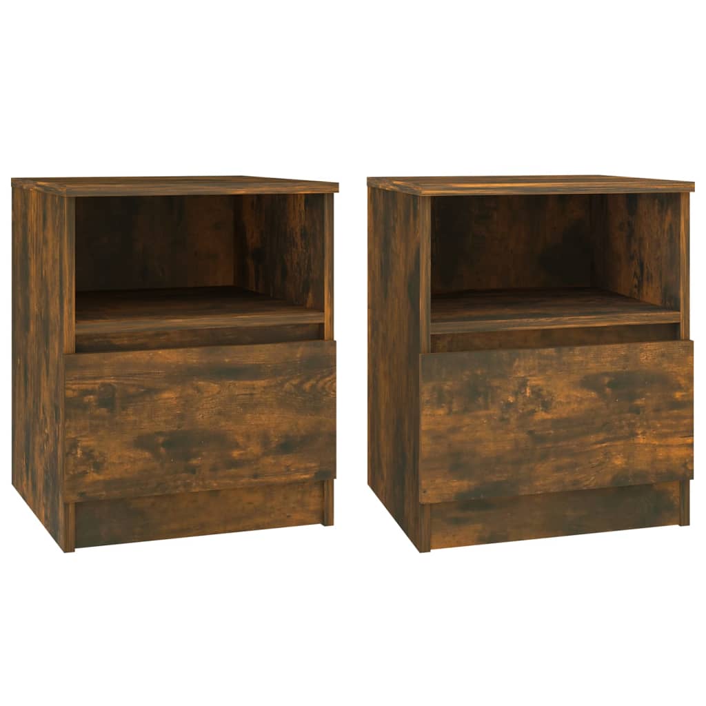 vidaXL Nachtkastjes 2 st 40x40x50 cm bewerkt hout gerookt eikenkleurig