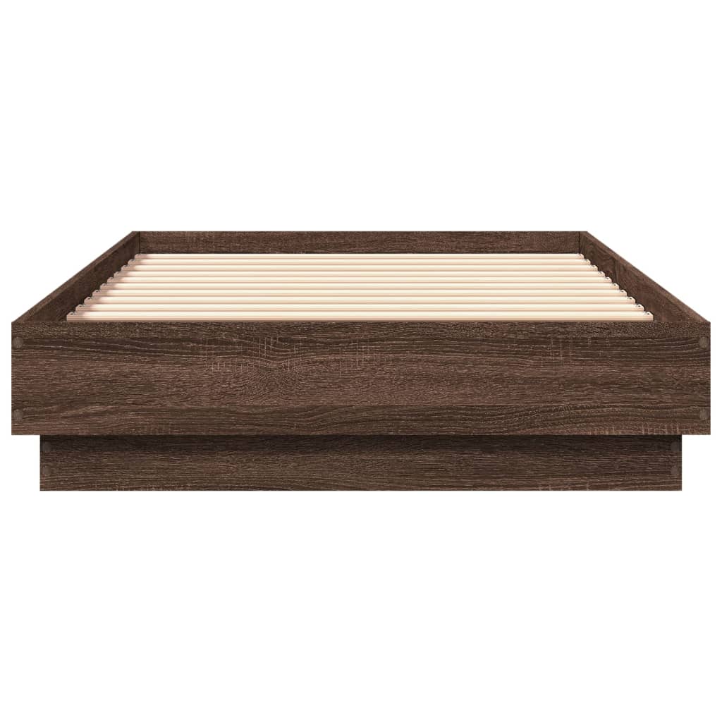 vidaXL Bedframe zonder matras bewerkt hout bruin eikenkleur 75x190 cm