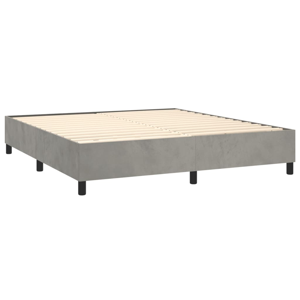 vidaXL Boxspring met matras fluweel lichtgrijs 160x200 cm