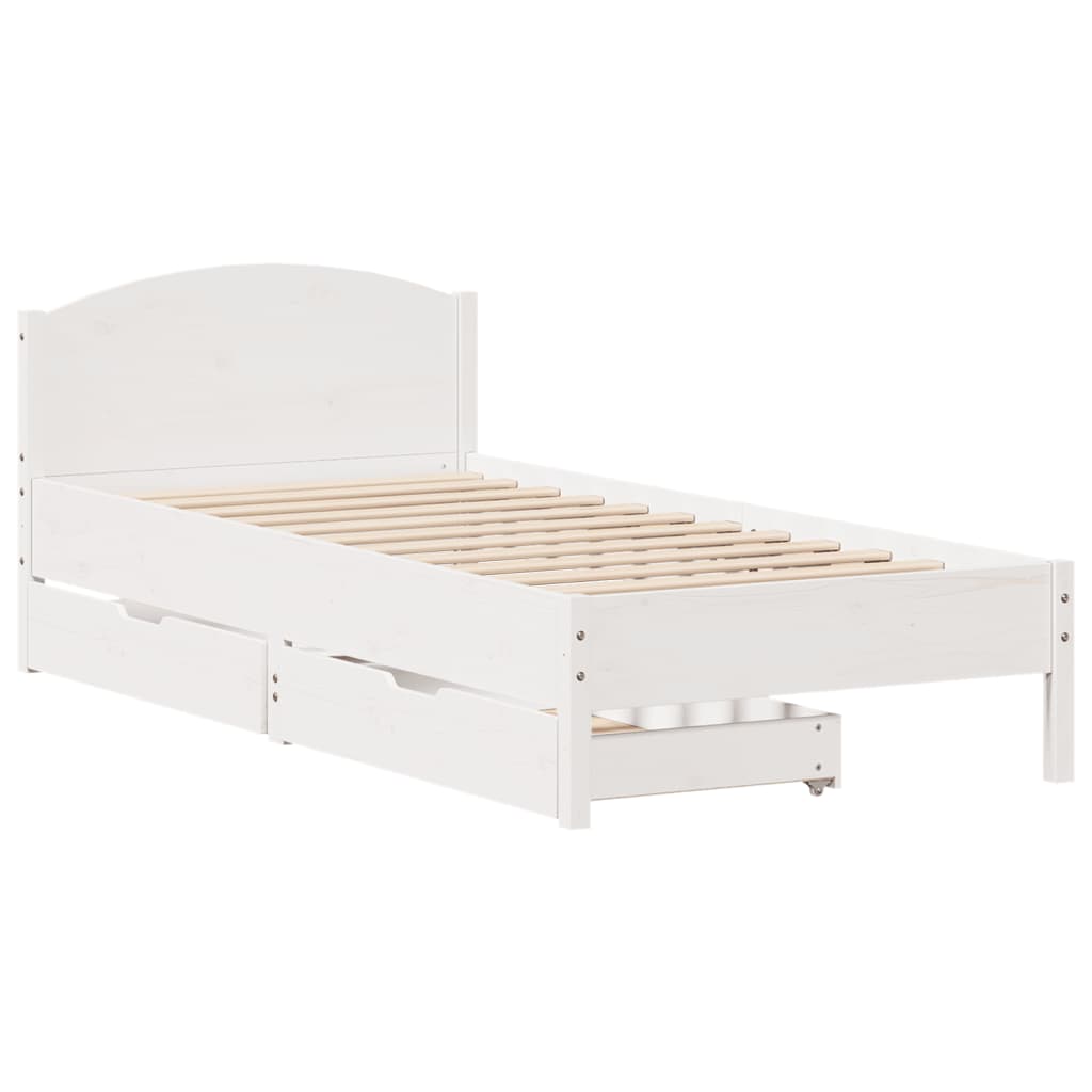 vidaXL Bedframe zonder matras massief grenenhout wit 90x200 cm