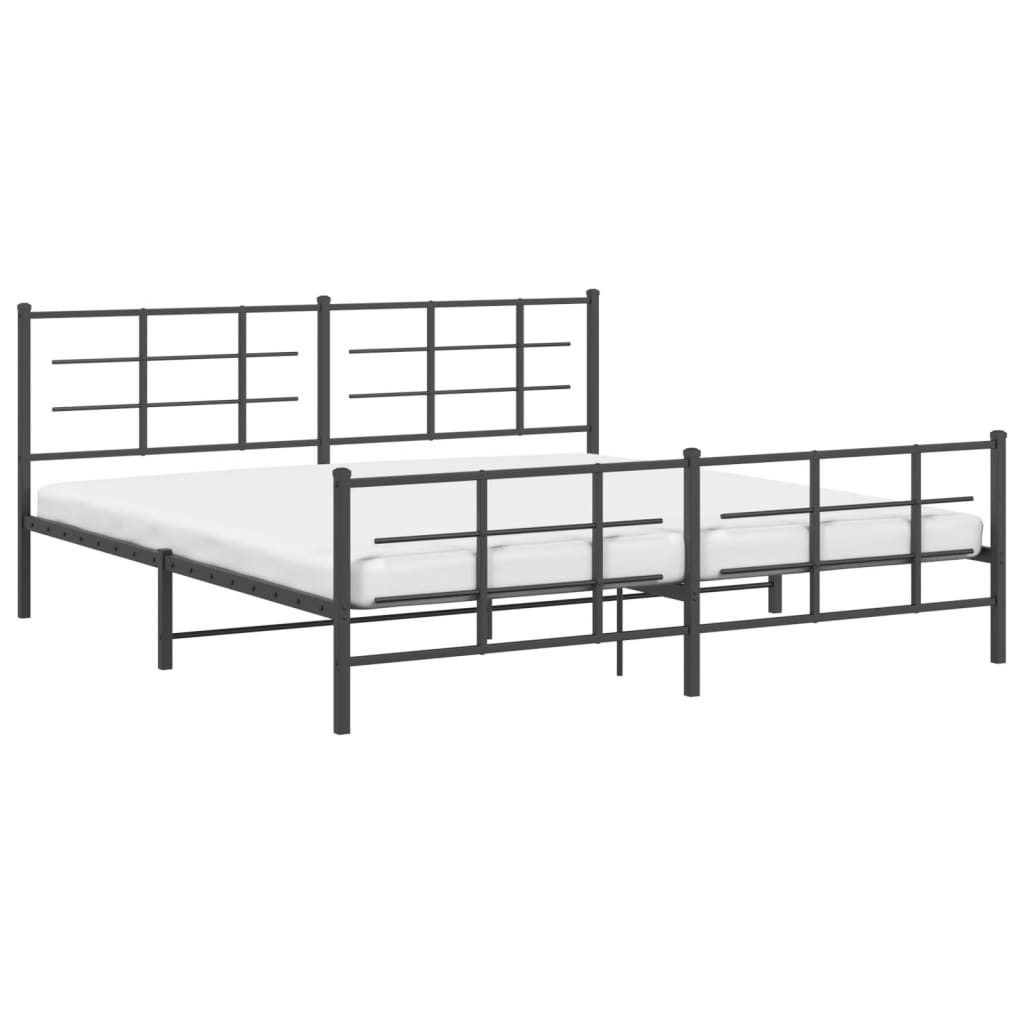 vidaXL Bedframe met hoofd- en voeteneinde metaal zwart 200x200 cm