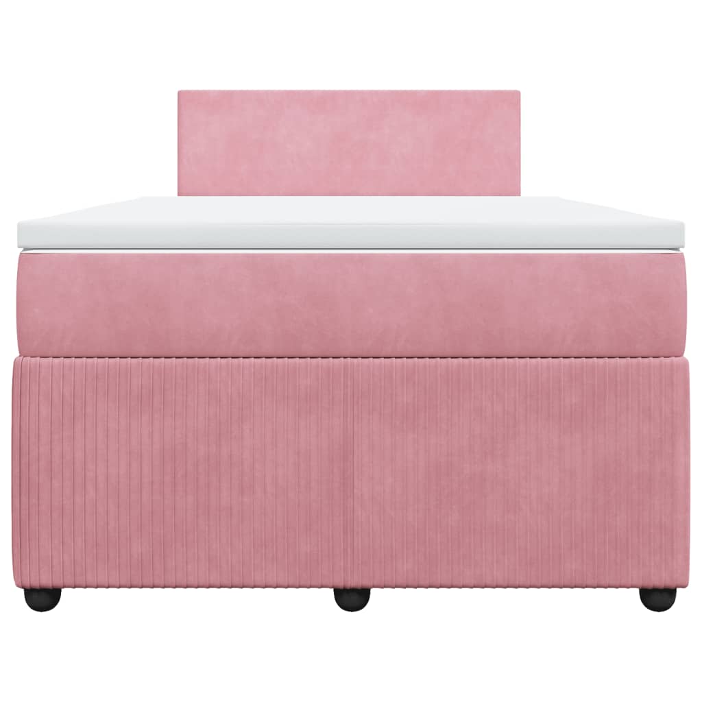 vidaXL Boxspring met matras fluweel roze 120x200 cm