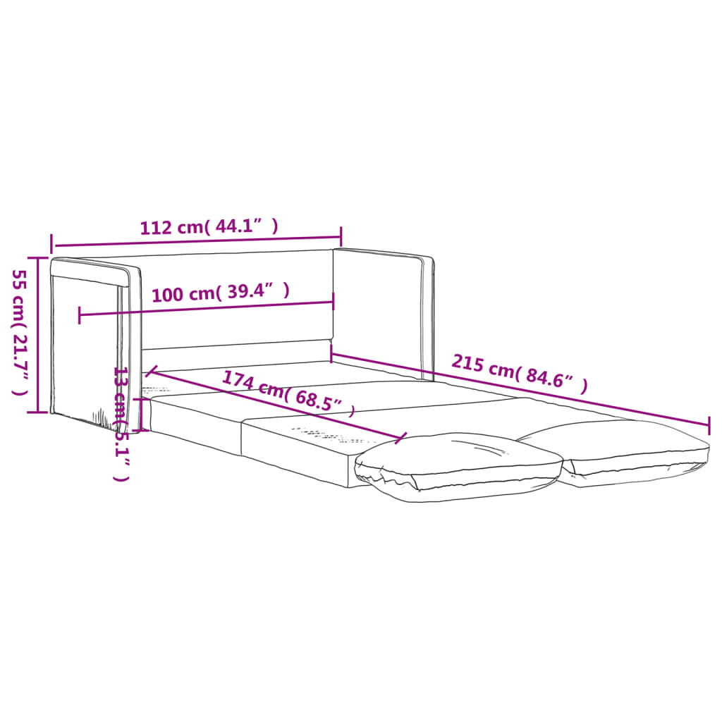 vidaXL Slaapbank vloermodel 2-in-1 112x174x55 cm stof lichtgrijs